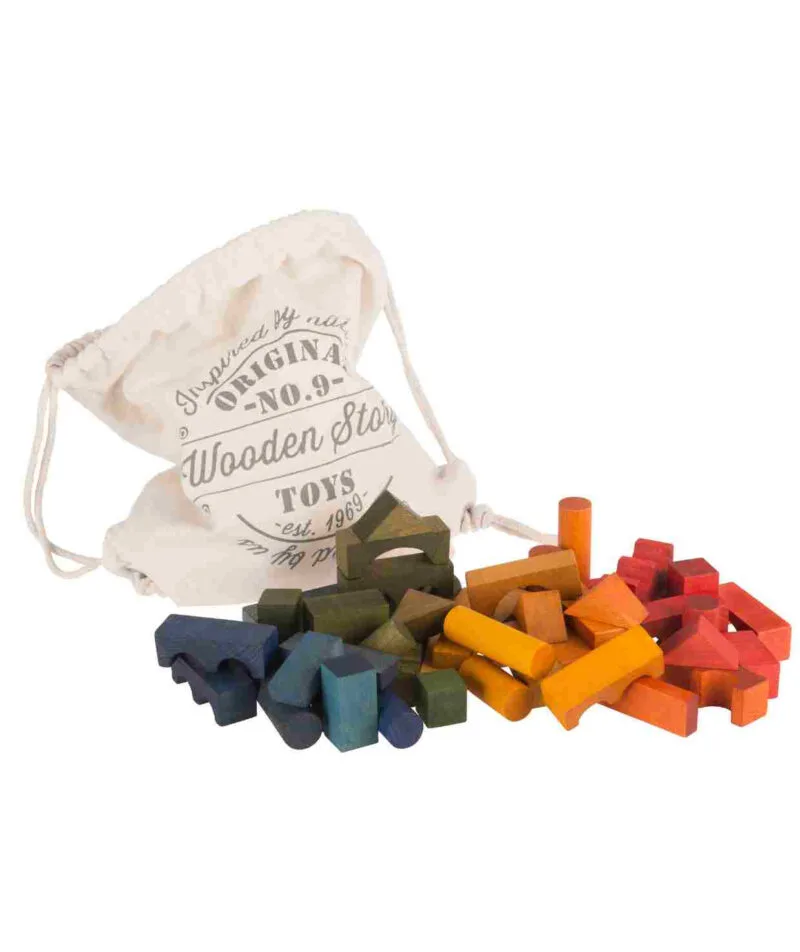 Drewniane klocki w worku kolorowe 100 el. Drewniane klocki w worku kolorowe 100 el.