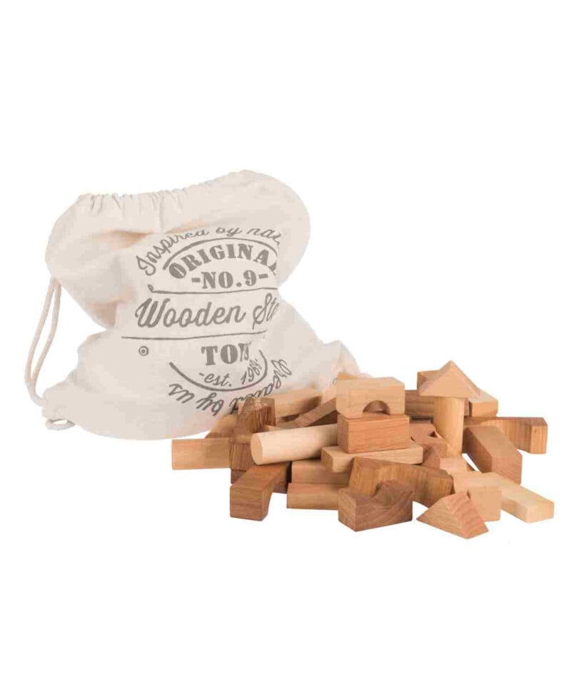 Drewniane klocki w worku naturalne 100 el.