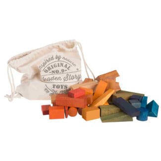 Drewniane klocki w worku kolorowe 50 el.