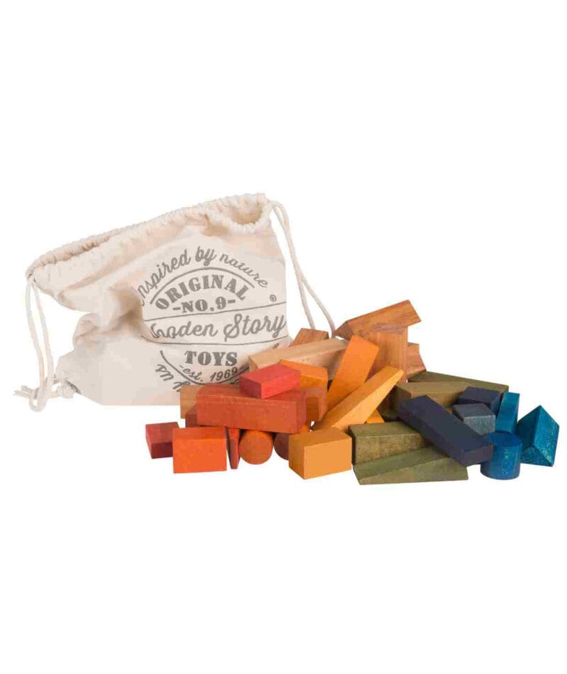 Drewniane klocki w worku kolorowe 50 el.