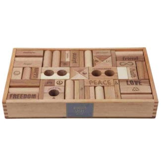 Drewniane klocki Peace & Love w skrzynce 108 el.