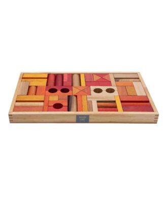 Drewniane klocki w skrzynce – 54 el., barwa ciepła – Wooden Story