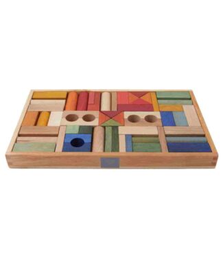Drewniane klocki kolorowe w skrzynce – 54 el. – Wooden Story