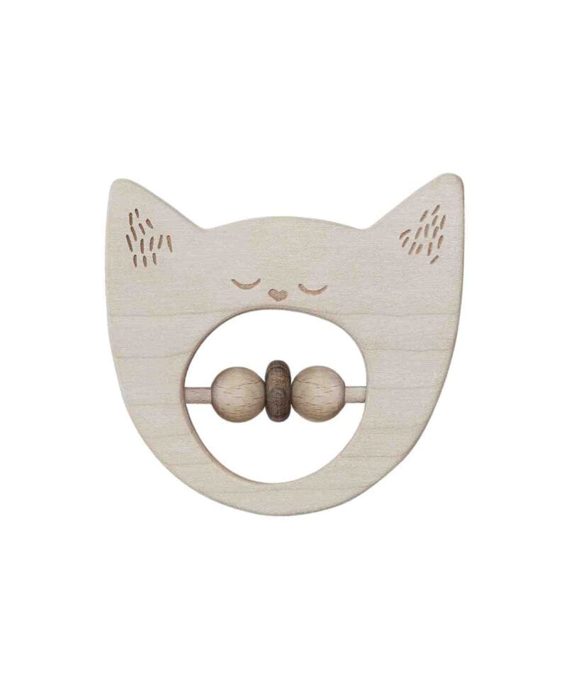 Drewniana Grzechotka Kot Drewniana Grzechotka Kot