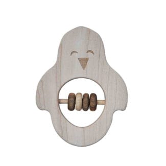 Drewniana grzechotka pingwin