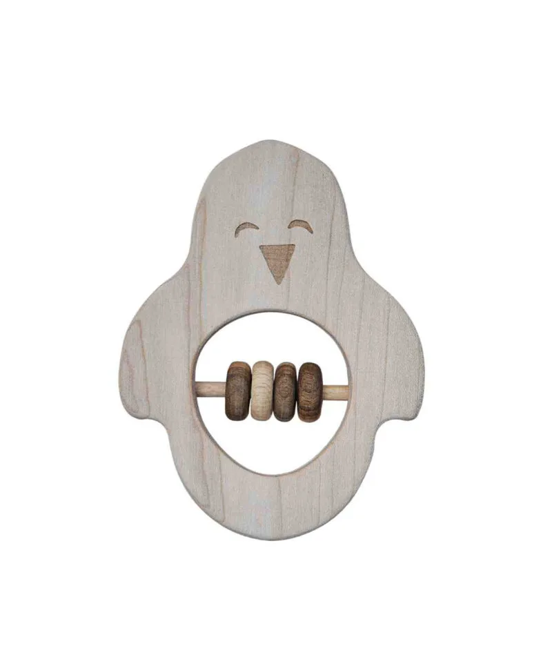 Drewniana grzechotka pingwin