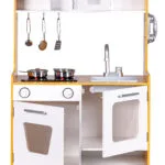 Drewniana kuchnia dla dzieci biała - ECOTOYS 4 4