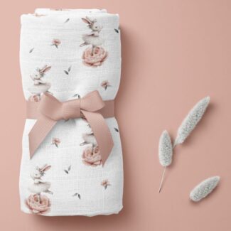 Pieluszka bambusowa króliczki 75x75 cm