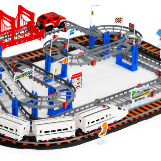Kolejka i auto na baterie dwa tory miasto 108 elementów