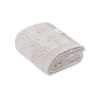 Kocyk z wełny merino light grey Floral