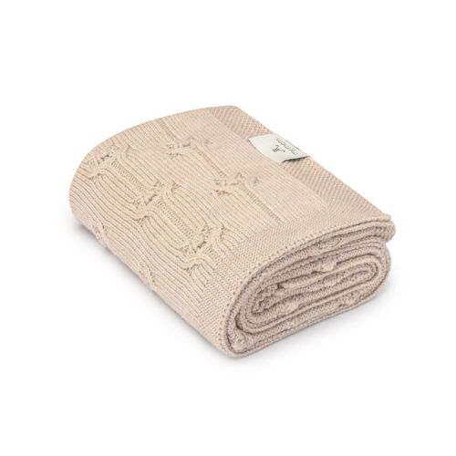 Kocyk ze 100% wełny merino warm beige Floral Kocyk z wełny merino warm beige Floral