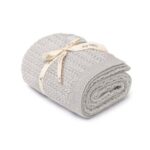 Otulacz ze 100% wełny merino light grey Leaves - premium collection