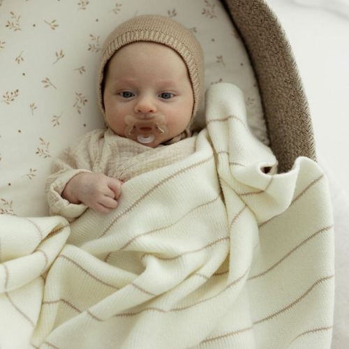 Kocyk niemowlęcy ze 100% wełny merino premium Cream Lines (6) Kocyk niemowlęcy ze 100% wełny merino premium Cream Lines