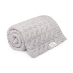 Kocyk merino warkocz light grey