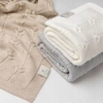 Kocyk ze wełny merino light grey Floral - My Memi 2 0452cb344b47bfe0352dfccd9338