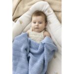 Kocyk niemowlęcy z wełny merino Fjord Baby Blue 80 × 100 cm – MY MEMI 2 Kocyk niemowlęcy z wełny merino Fjord Baby Blue