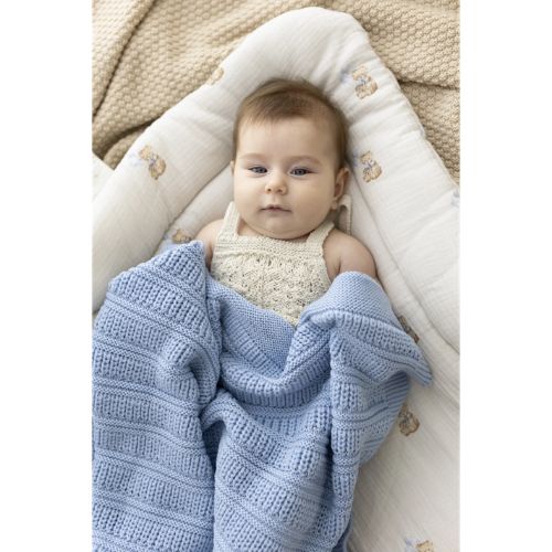 Kocyk niemowlęcy z wełny merino Fjord Baby Blue (2) Kocyk niemowlęcy z wełny merino Fjord Baby Blue